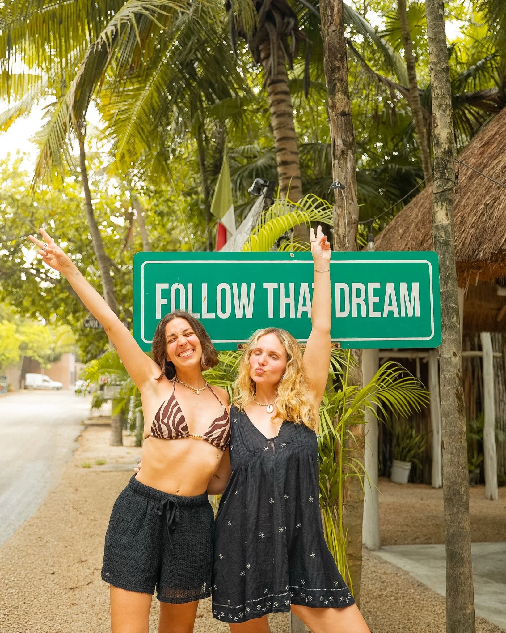 ✨ ALWAYS follow that dream ✨

We followed ours from NYC all the way Tulum! When we came here way back in 2018, we never made it to this infamous sign! Shanna even had this sign on her vision board for this year, and months later we&rsquo;re standing 