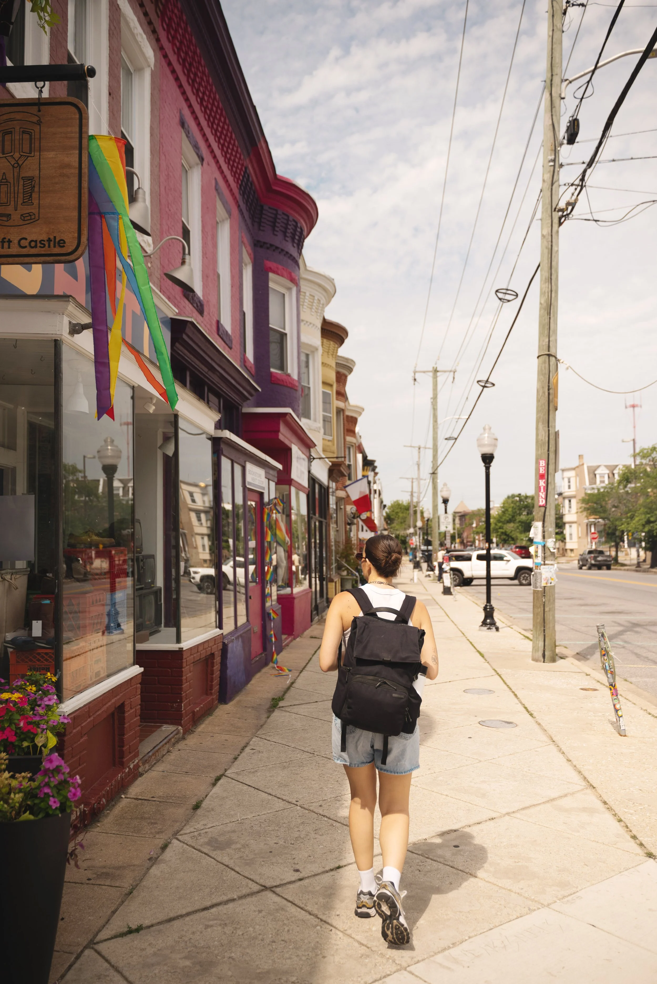 girl walking in hampden baltimore