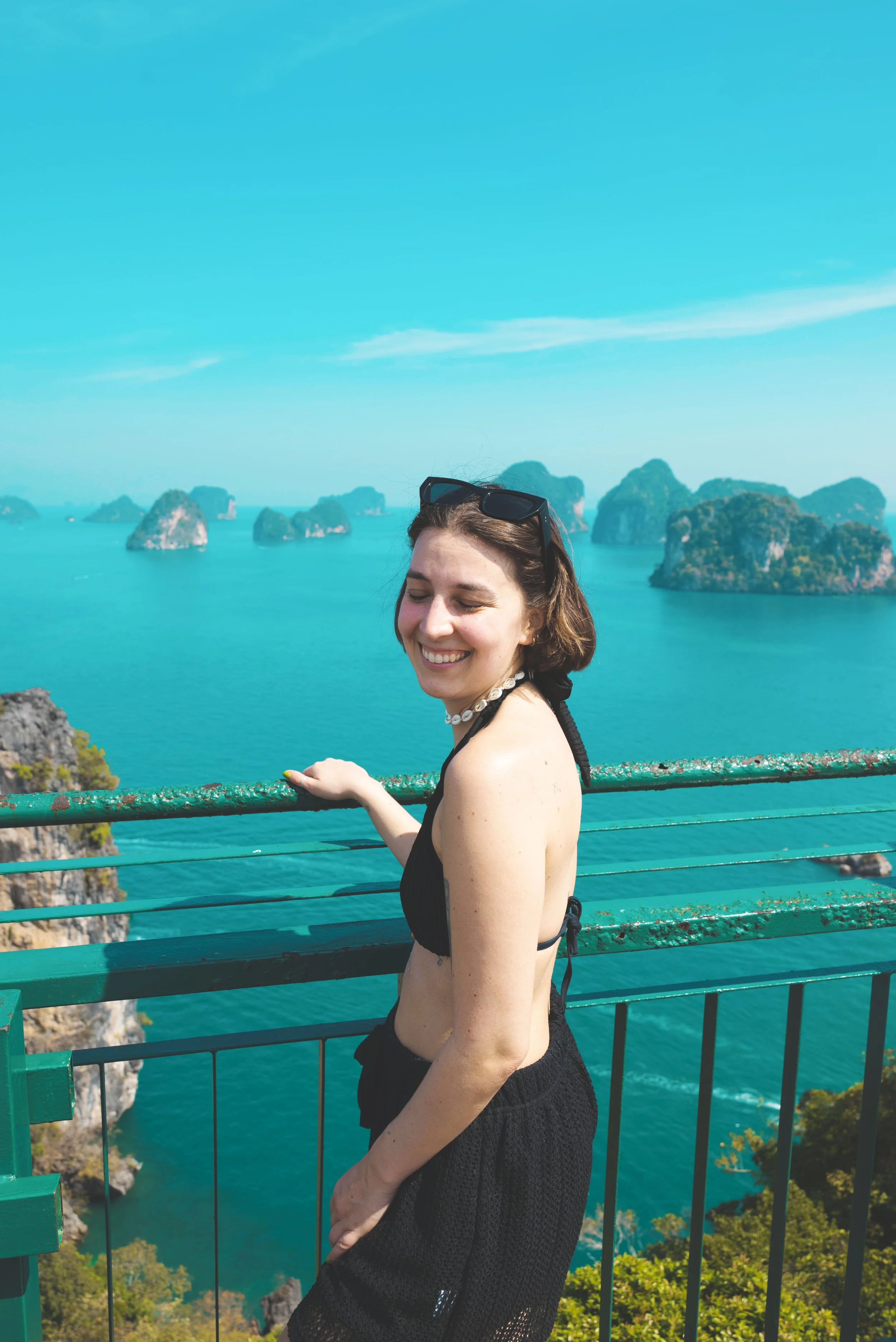 girl looking out at hong island viewpoint thailand