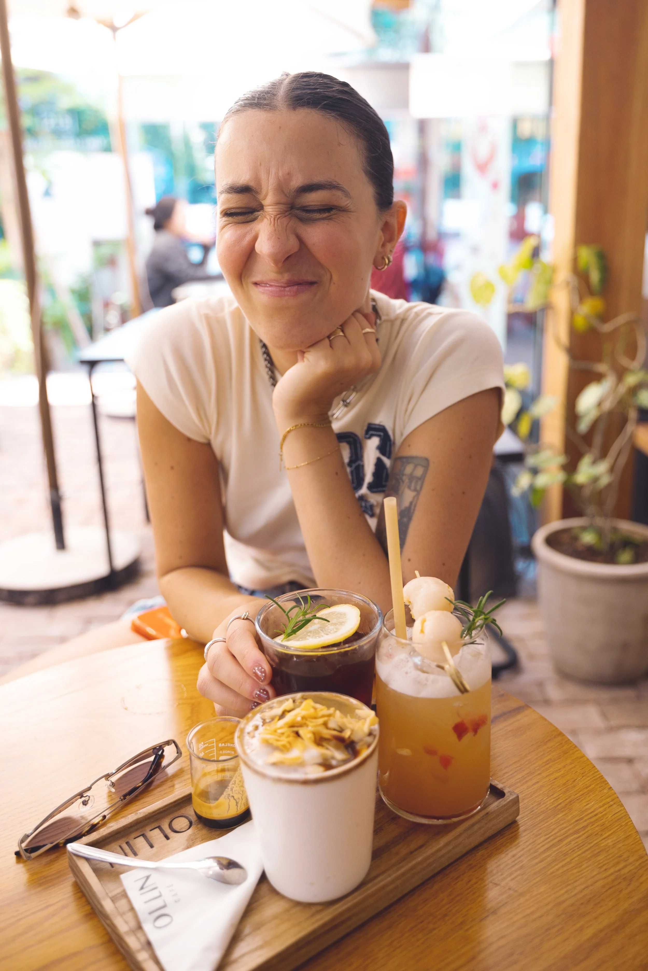 girl with coffee at ollin cafe hcmc vietnam