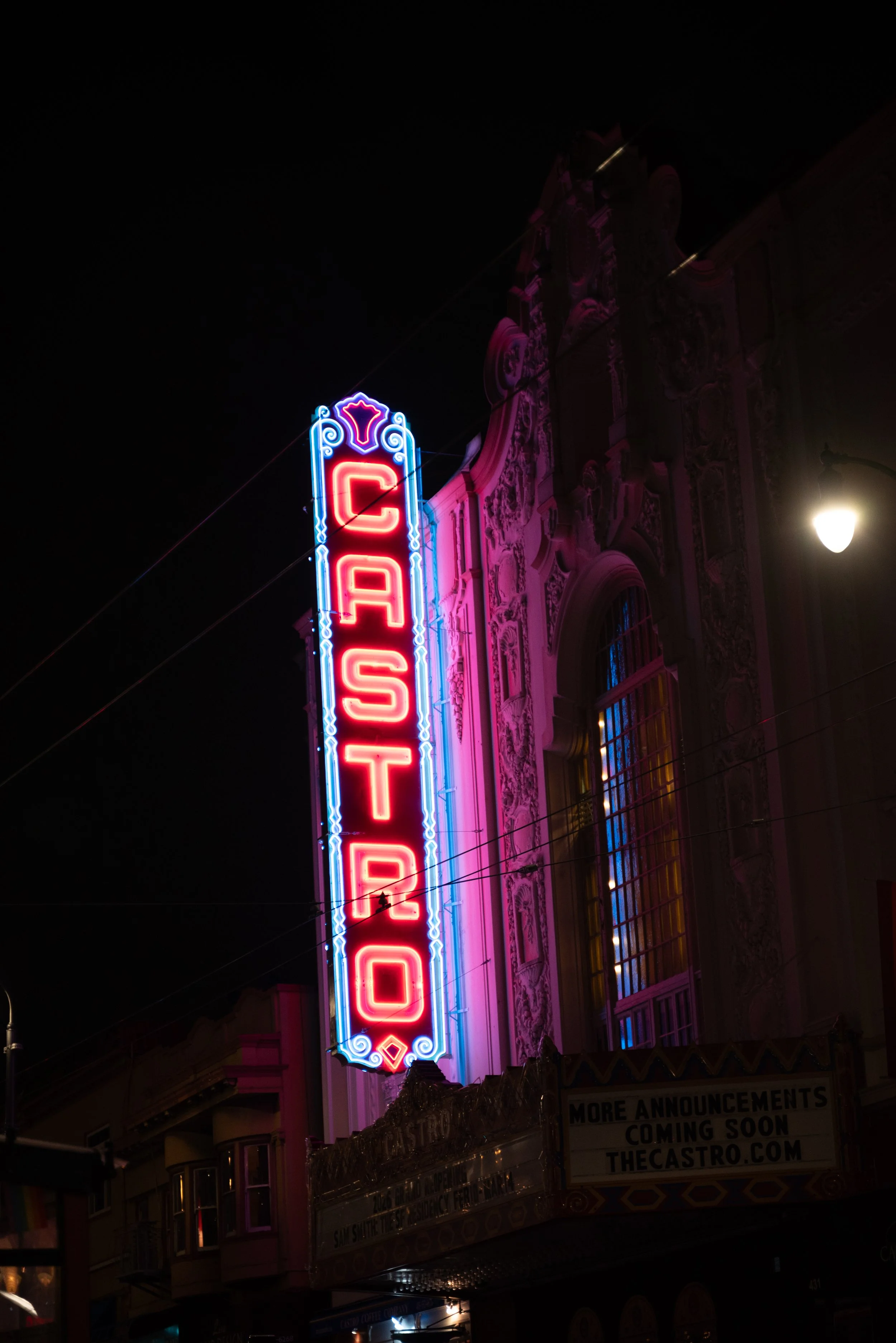 neon castro sign in castro district san francisco