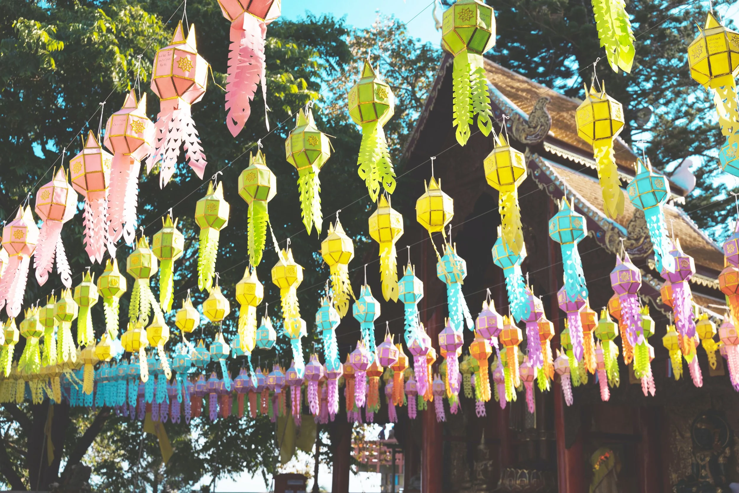colorful lanterns at Wat Phra That Doi Suthep chiang mai