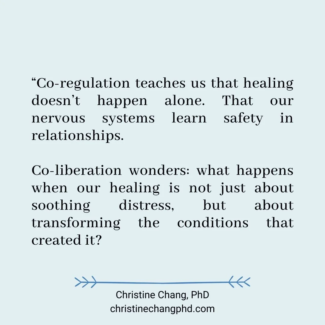 #traumarecovery #traumahealing #attachmenttheory #attachmenttrauma #coregulation #liberationpsychology #coliberationinrelationship #freetogether #collectivehealing