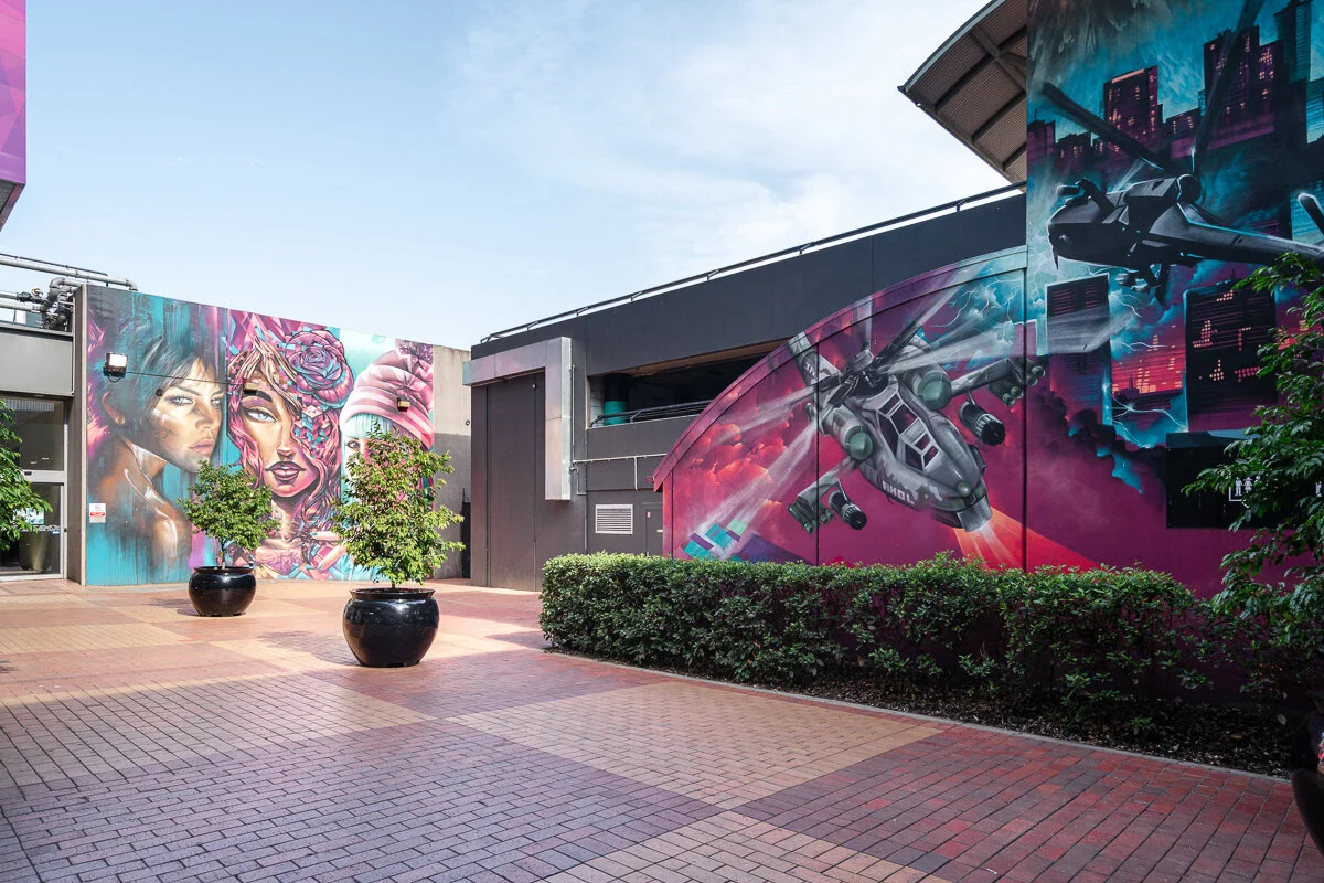 Exterior architectural photo of shopping center in Melbourne