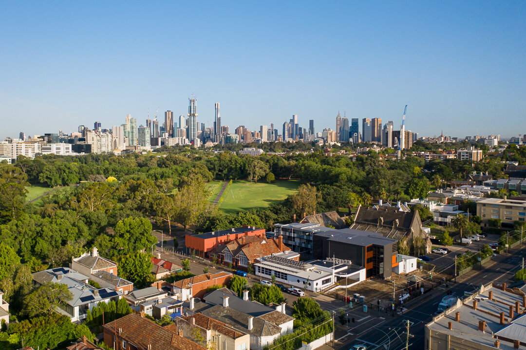 Aerial photo of Melbourne skyline