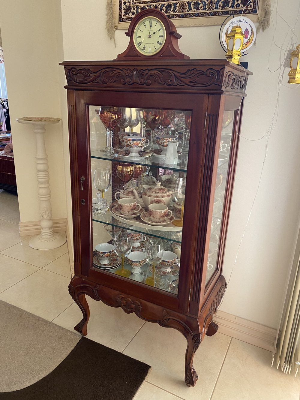 Antique store crystal cabinet