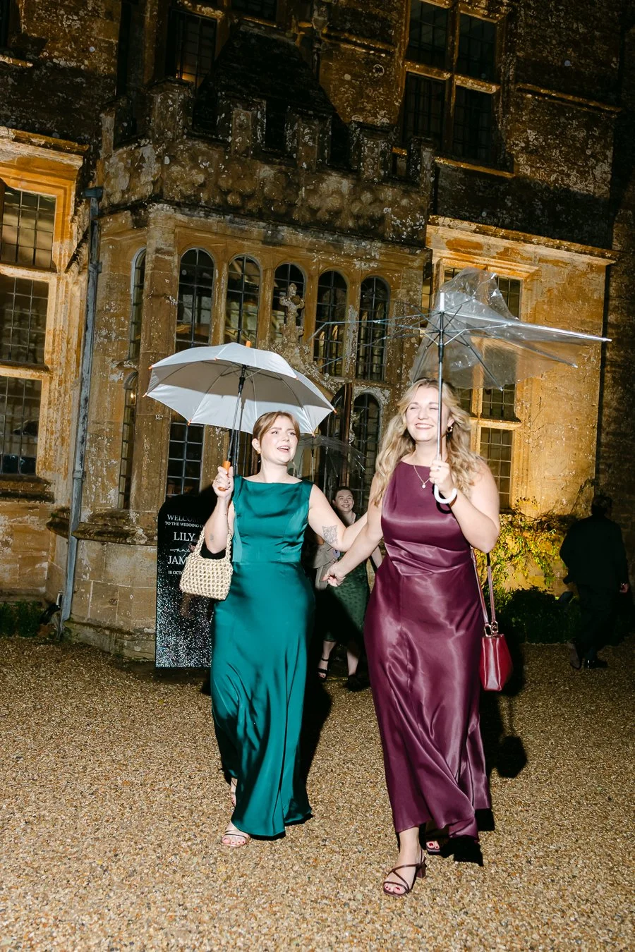 Umbrella blown inside out at a wedding 