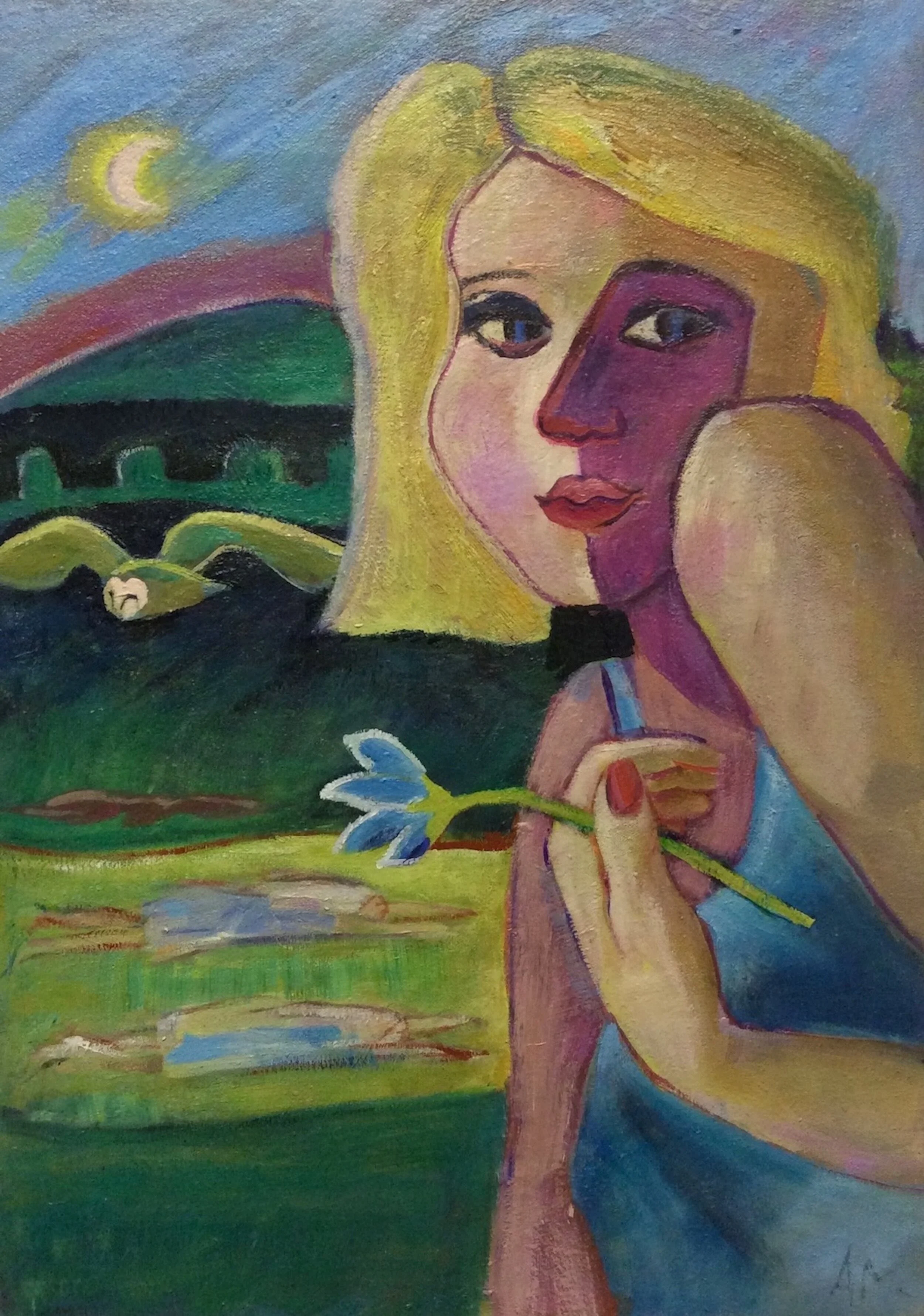 Hours of the Night - #annemcneillpulati.com #oilpaintingoncanvas #smallwork #collagearts #n22openstudios