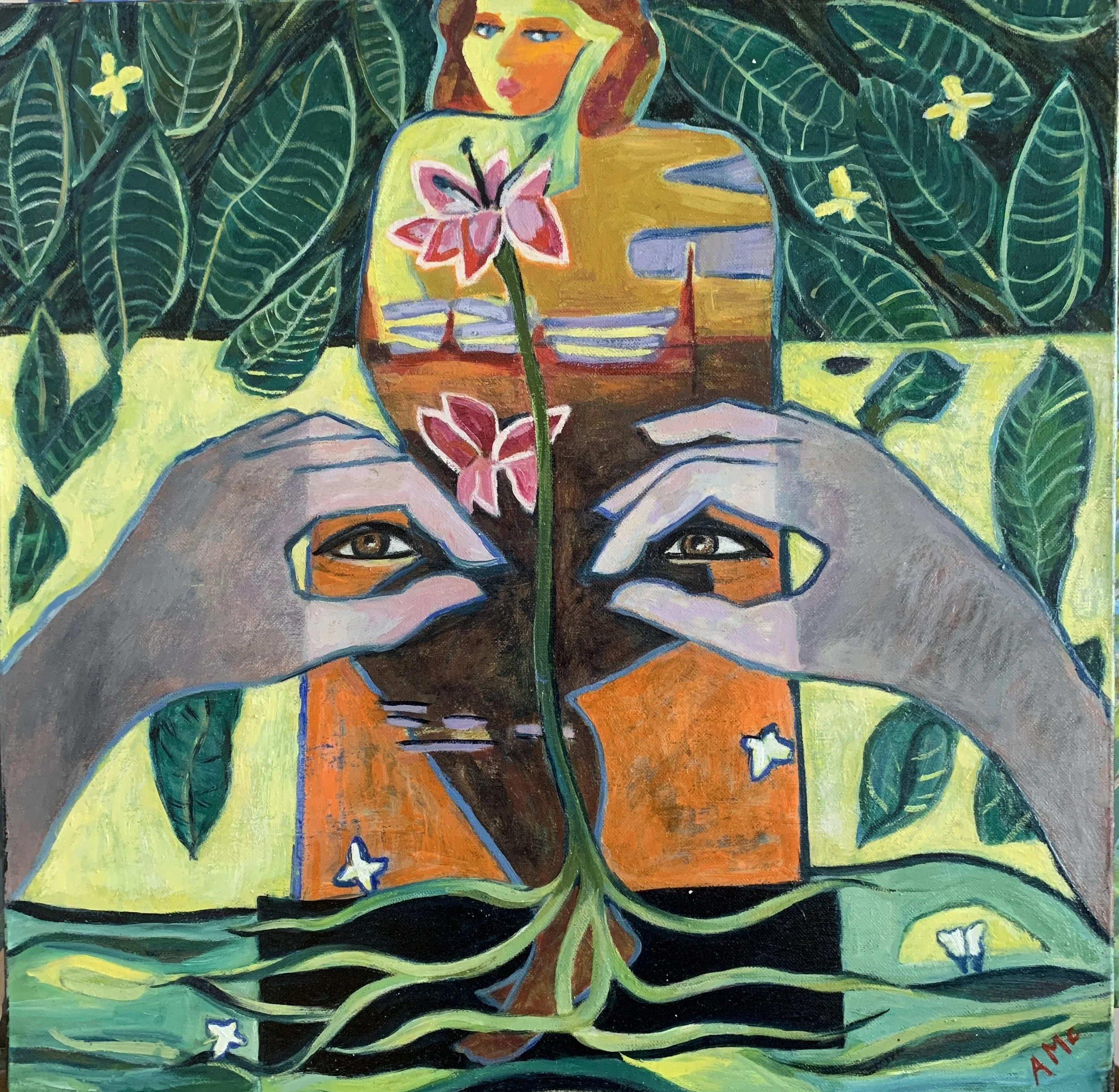 TIGER LILY OIL ON CANVAS 60 X 60 CMS