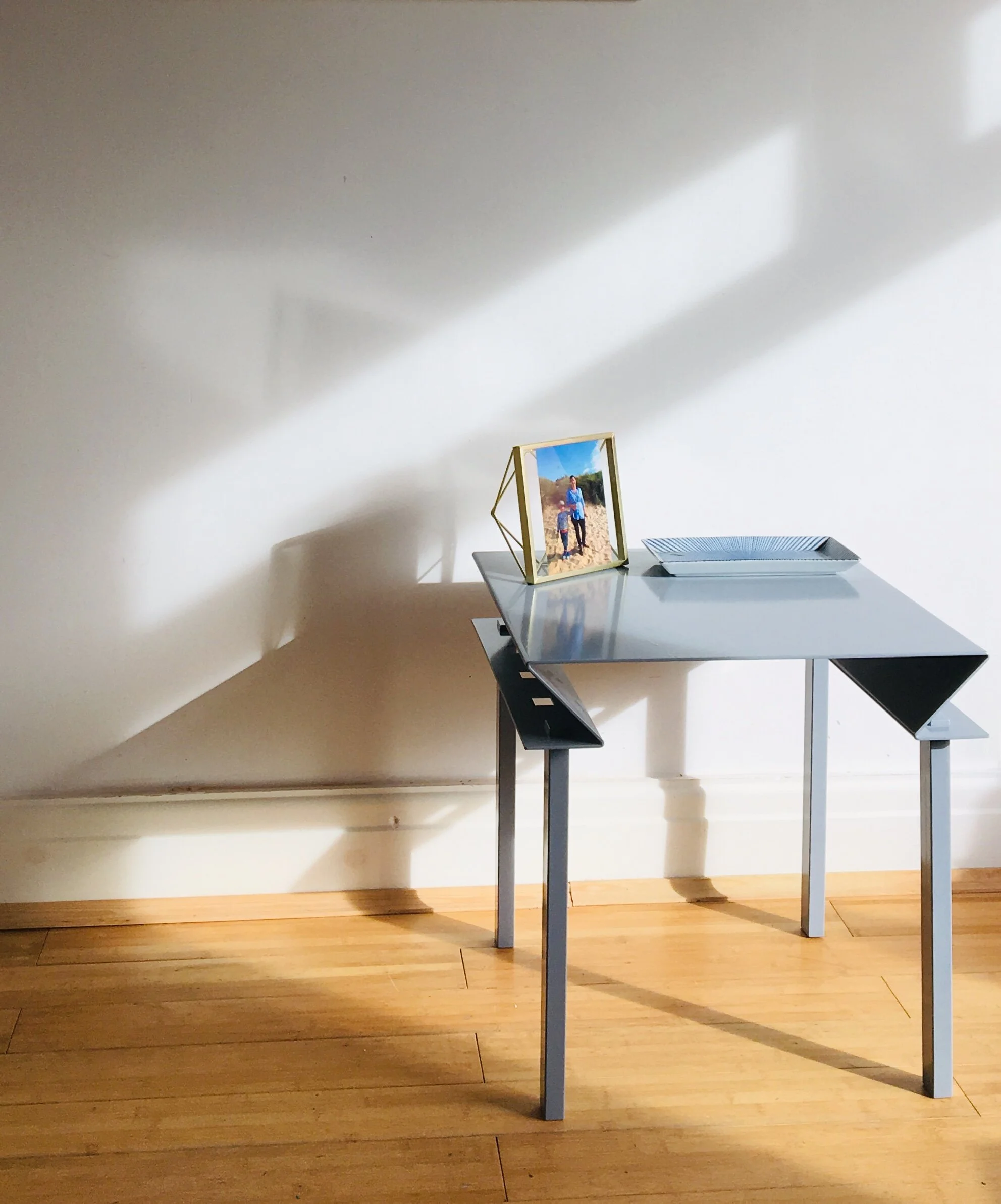grey metal side table