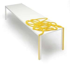 yellow squiggle contemporary coffee table