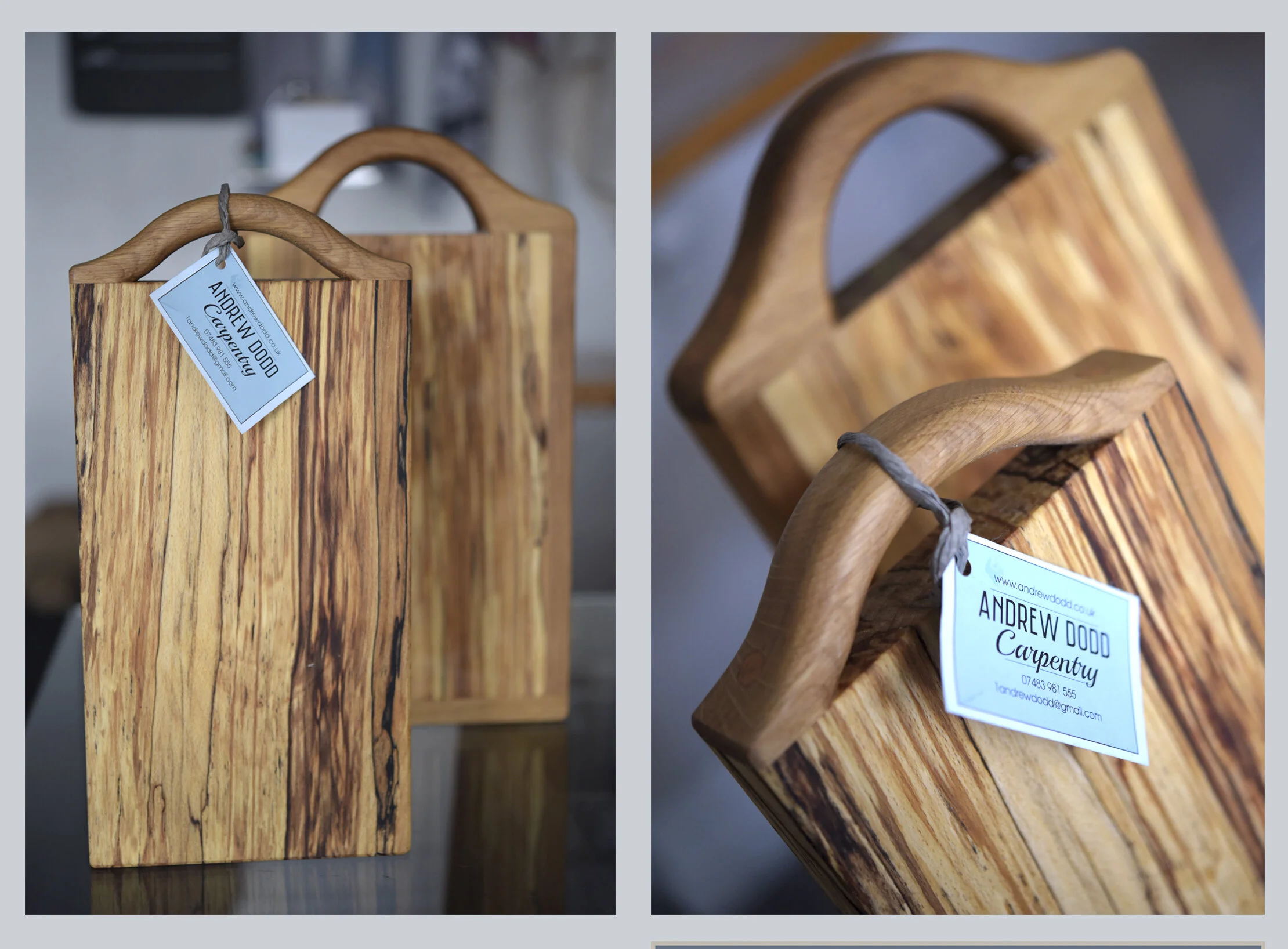 Bespoke spalted beech trays and chopping boards