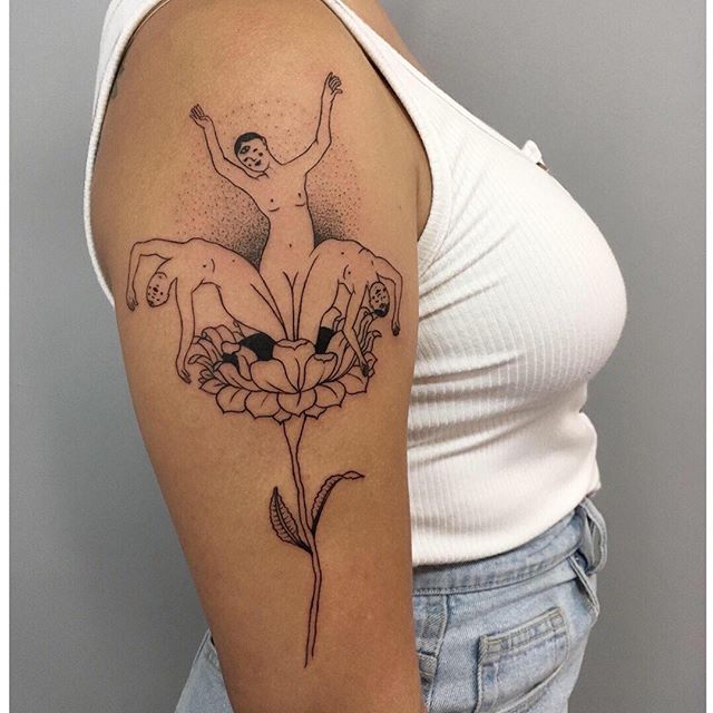 Joie de vivre 💫
•
Endless reasons to celebrate in this fluid and vibrant piece by @flaviacanapa
Contact her through our form for flash or custom. Last 2 weeks in Berlin!
•
#figuretattoo #naturetattoo #berlintattoo #blackworktattoo #tattooberlin #esoterictattoo #queertattoo #qttr #nogendertattoo #flashtattoo