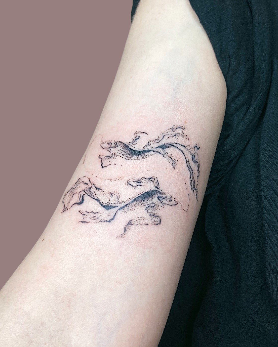 Fishes tattoo on arm hand poked by zviiirrrrr.JPG