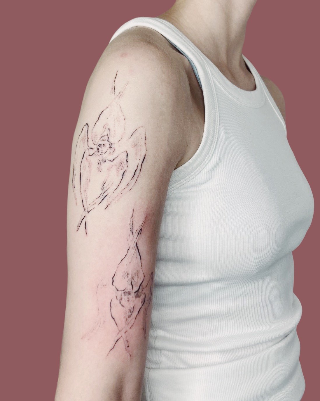 Arm tattoos hand poked by zviiirrrrr.JPG