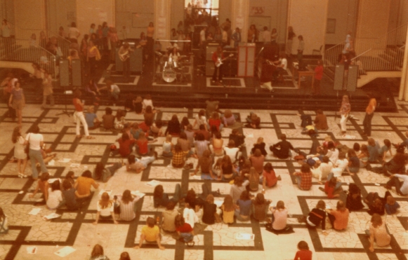  This is a photo from the last DAWN ROAD show ever at the Technical University of Hannover just prior to the new Scorpions.&nbsp; A free concert, the students gathered for a 2nd show, where Dawn Road played on the balcony towards the outside - 7 Jul