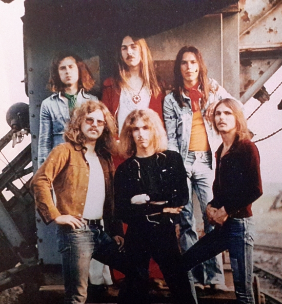  Photo session near Hannover, Summer &nbsp;1973, featuring the combined Dawn Road/Scorpions line-up with keyboard player Achim Kirschning. 