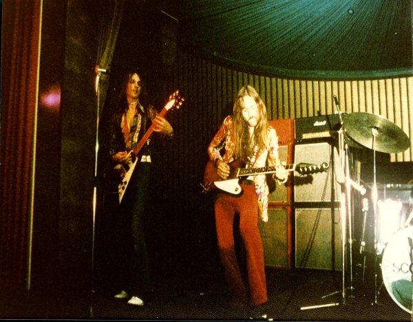 ...somewhere in 1974 - Rudolf Schenker & Uli with his Gibson Firebird guitar 