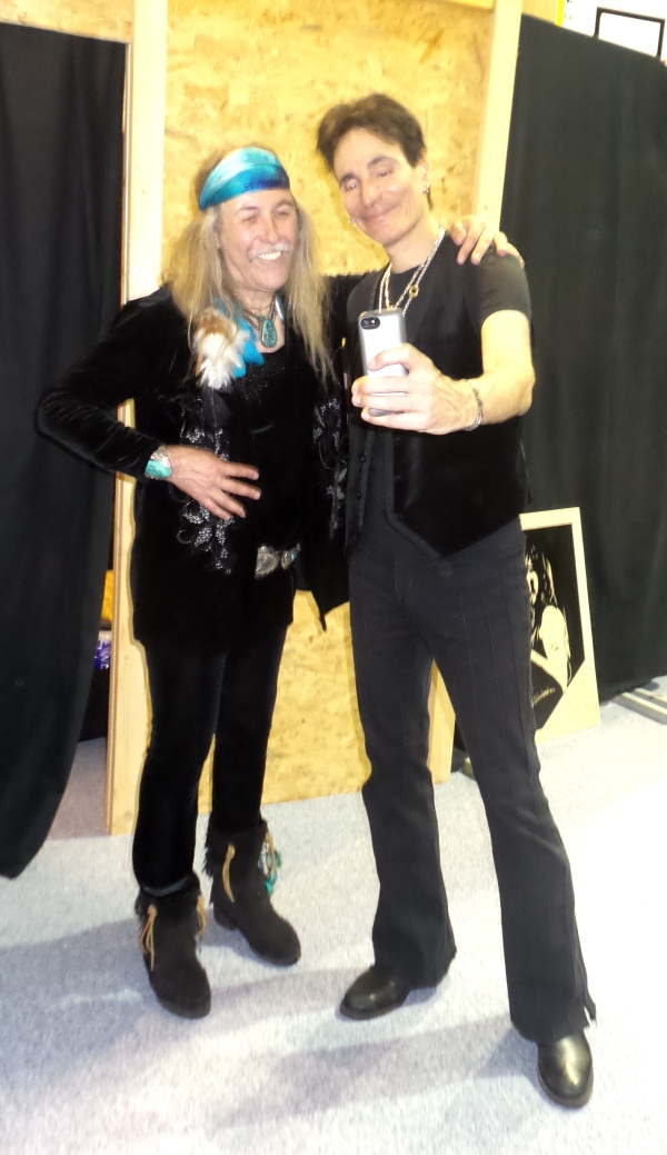 Uli and Steve Vai in "selfie mode", following their Jimi Hendrix show at Guitare-en-Scene 2014 in France