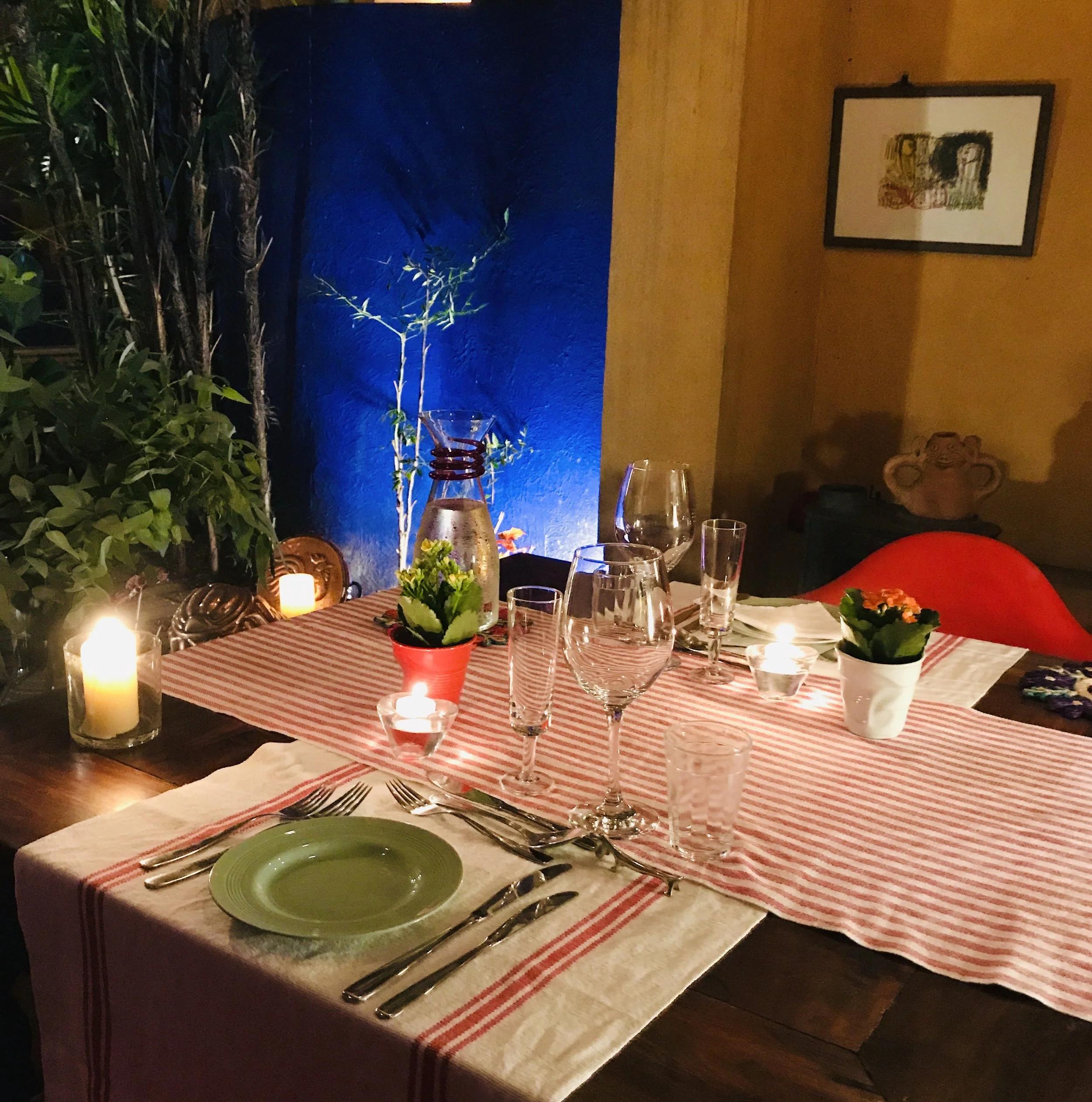 Varanda a luz de velas