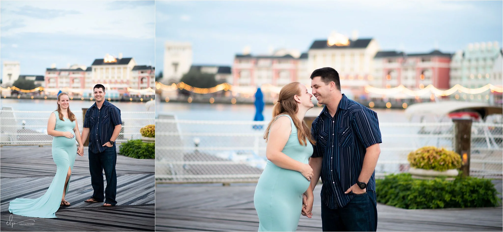 Maternity photo shoot at Disney's Boardwalk Resort.