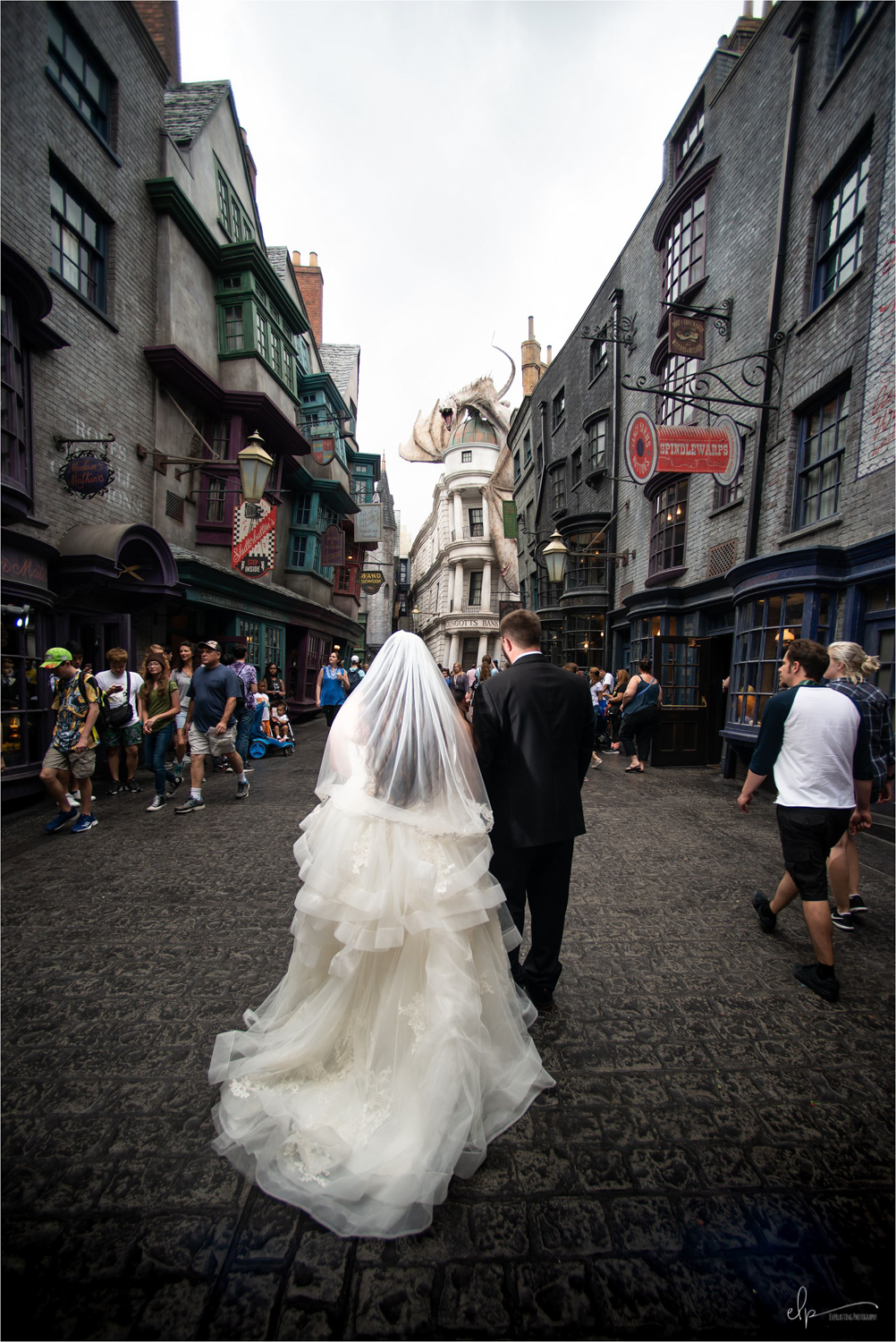 Wedding photography at Universal Studios Orlando.