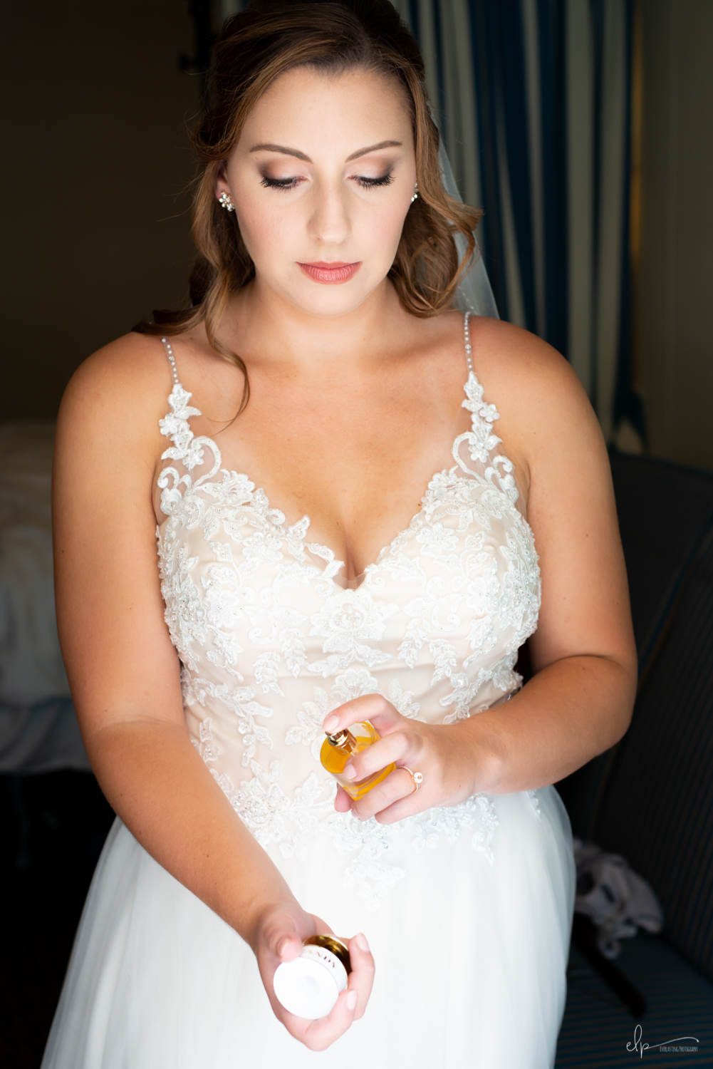 Bride getting ready wedding portraits on disney cruise line