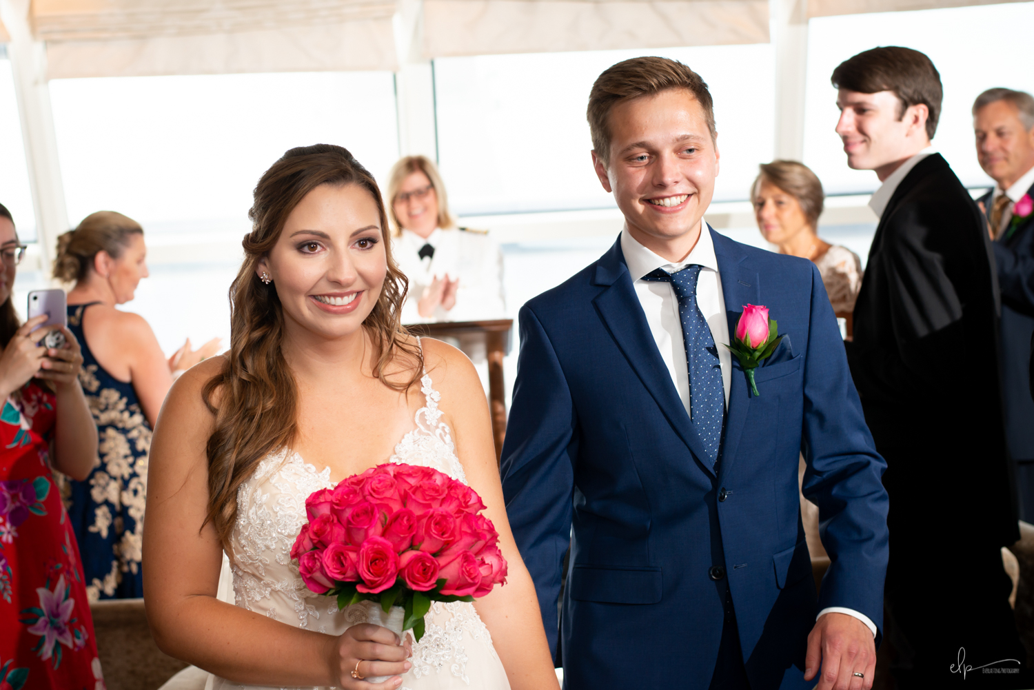 wedding ceremony photos in outlook lounge on disney cruise