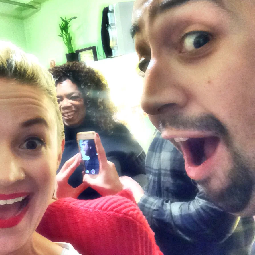 Lin helped me photobomb Oprah in his dressing room backstage at Hamilton Broadway.