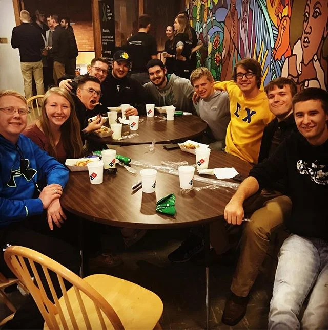 Just some Sigma Chis enjoying some fries from Kappa Psi 🍟#GreektoberNDSU #frieswithkappapsis #philanthropy #ndsugreeklife