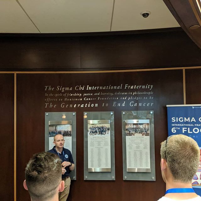 Brother Powley had the opportunity to visit the Huntsman Cancer Research Institute this week. 
The first two pictures are of the sixth floor dedicated which is dedicated to Sigma Chi

The next is our brick placed along the Walk of Hope. Dedicated to 