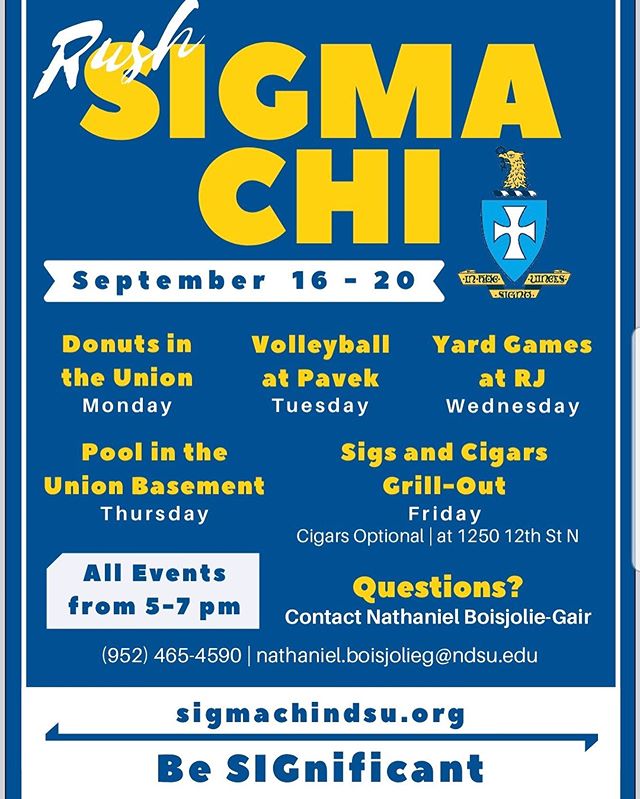 Rush week is here! Come and meet the guys at any of our great events this week. We&rsquo;ll see you there! #rushweek