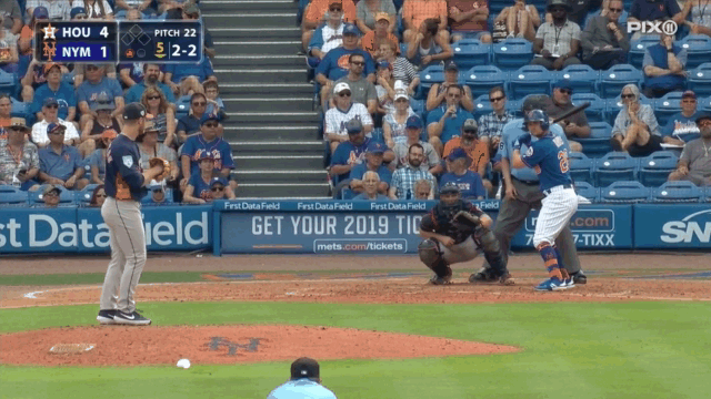 JB Bukauskas middle-up fastball to JD Davis. Davis late on the pitch after seeing 2-2 90-mph changeup the pitch before.