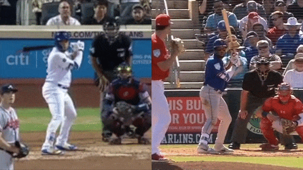 Angle of Dominic Smith’s bat at front-foot strike, September 2018 compared to March 2019. Credit: MLB