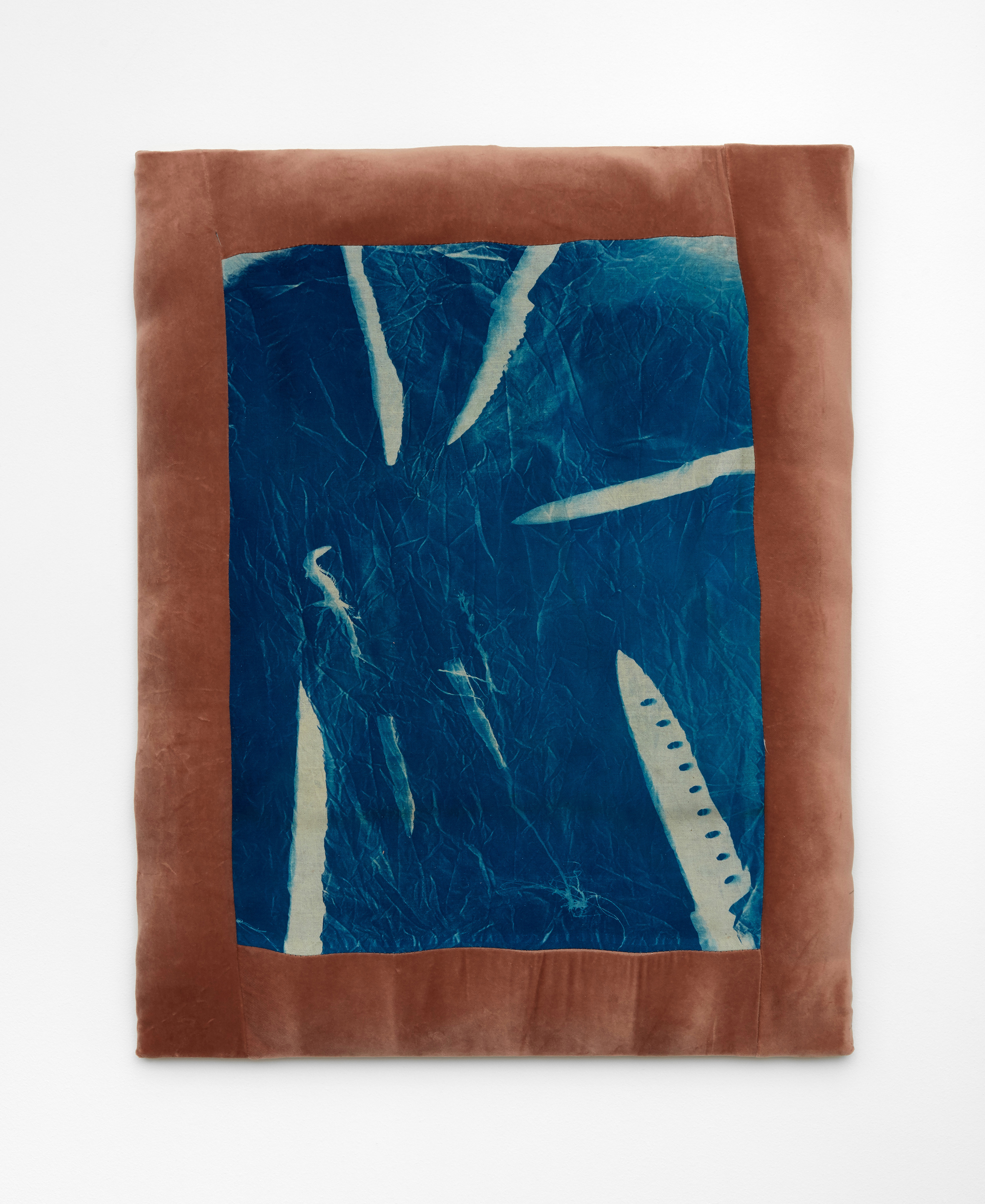 Aimée Parrott Birds eye, 2017 Cyanotype, velvet, thread, 70 x 50 cm