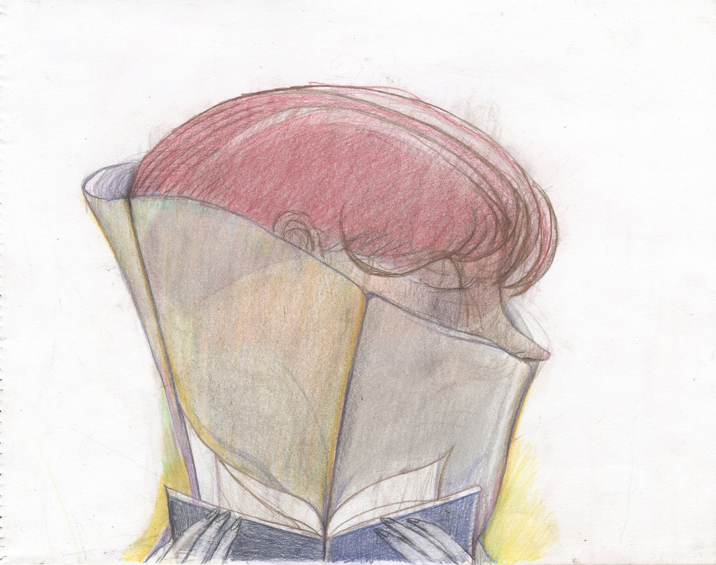 Book &amp; Collar, Coloured pencil on paper, 27 x 34 cm, 2022 