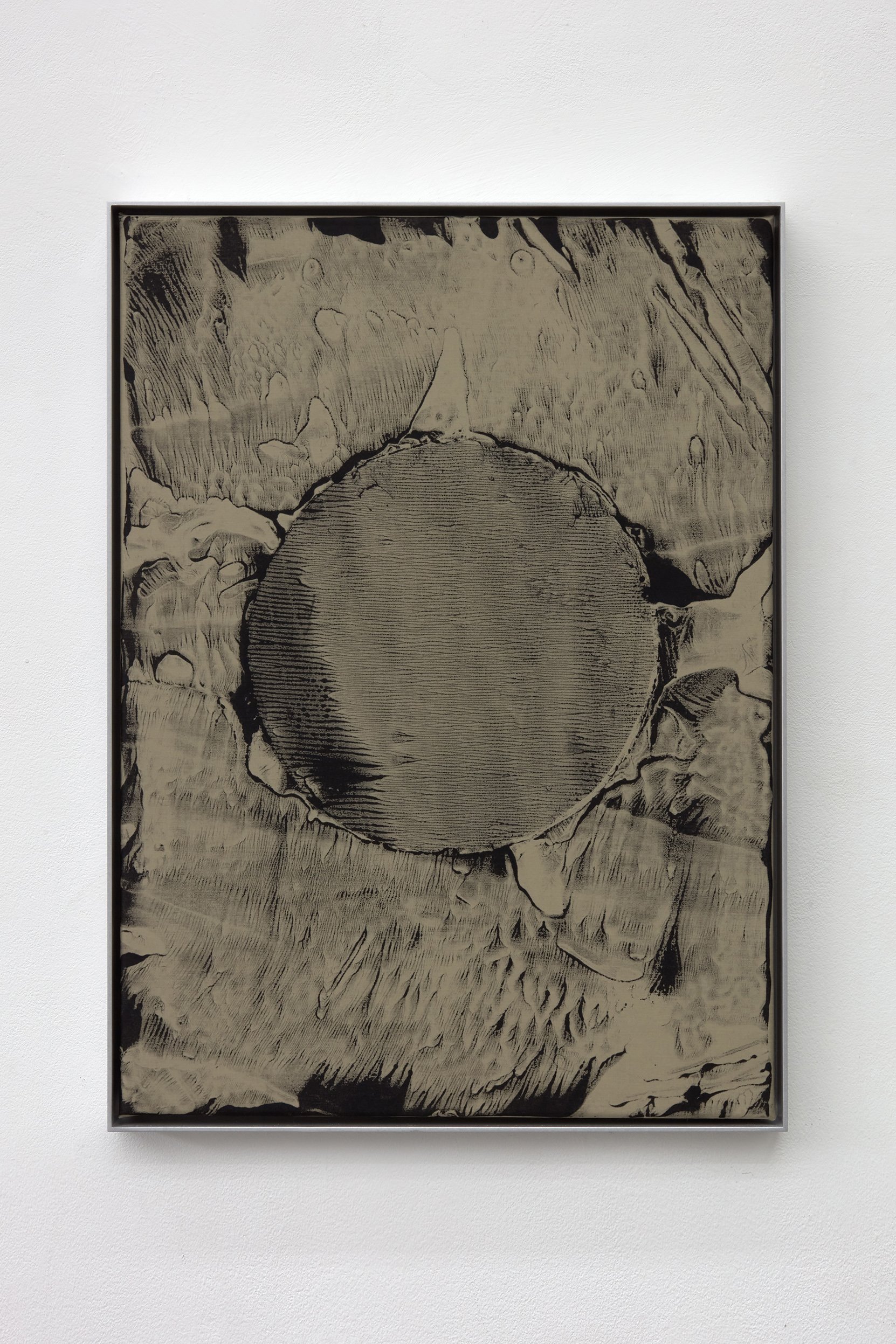  &nbsp;David Noonan,  Eclipse,  2023, Liquid pigment on dyed fabric, Artist frame, 57.5 x 42 x 4 cm 