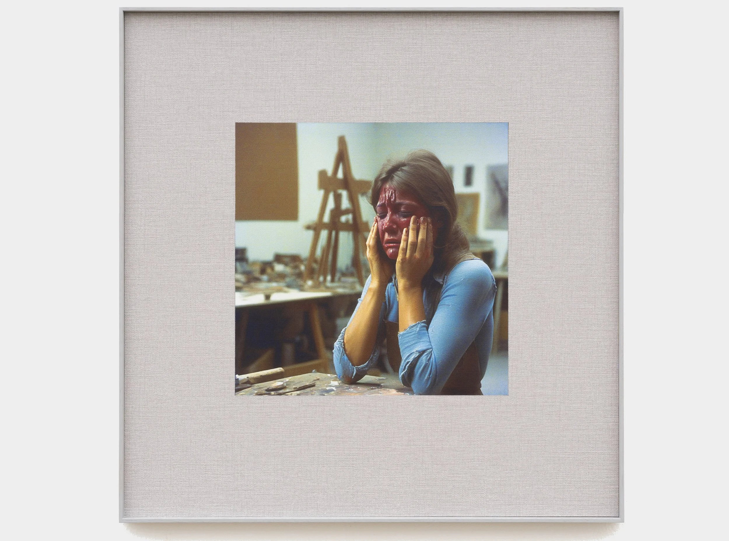 Diena Georgetti , The Wrong Rites, 2024 UV print on hand-polished aluminium, custom frame, unique, 47 × 46 cm