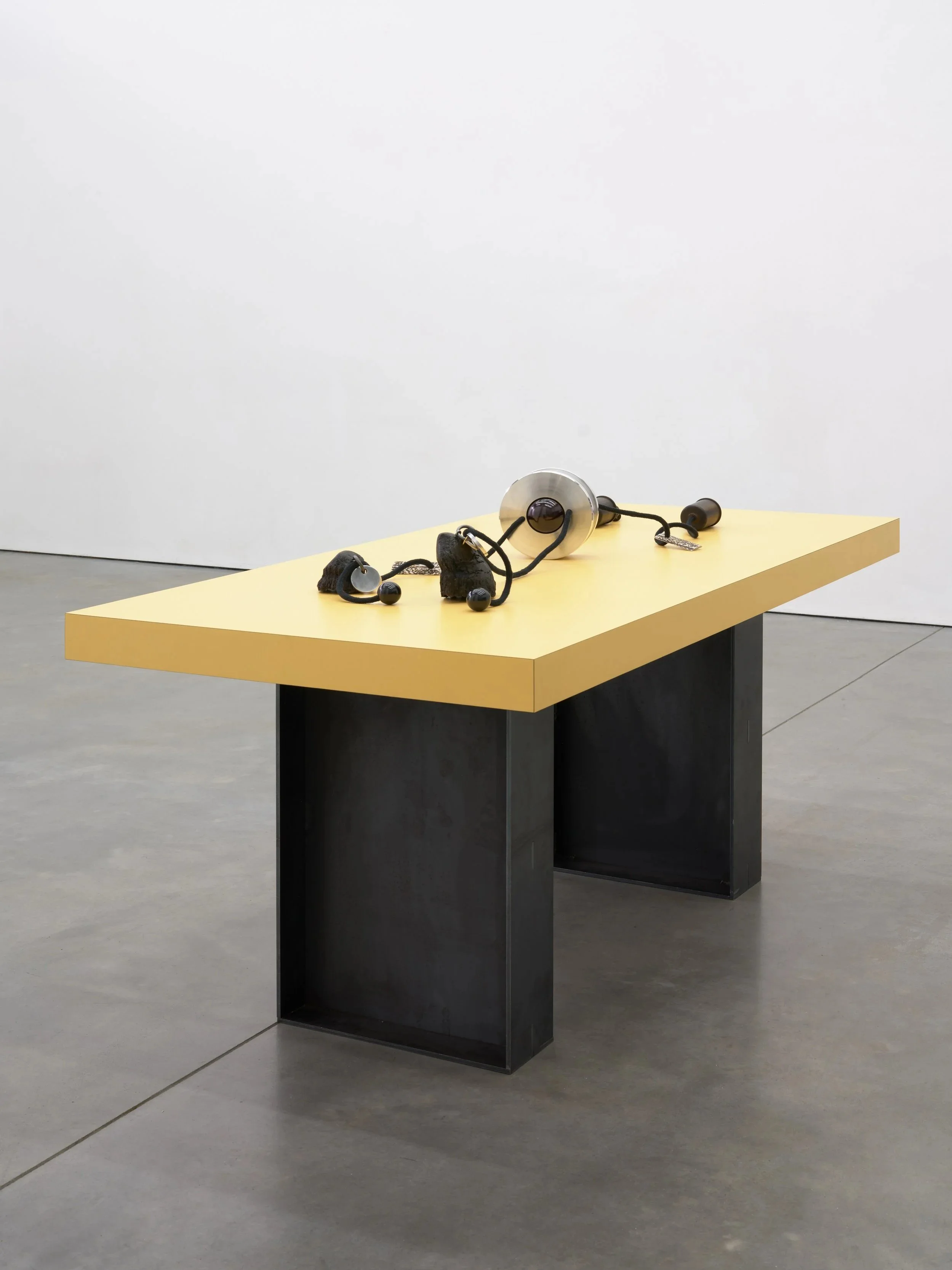   Bordeaux Sequence    (Repository for a tooth)    2026   Aluminium, wood, resin, iron, buffalo horn, bone, brass, beeswax, rope. 
