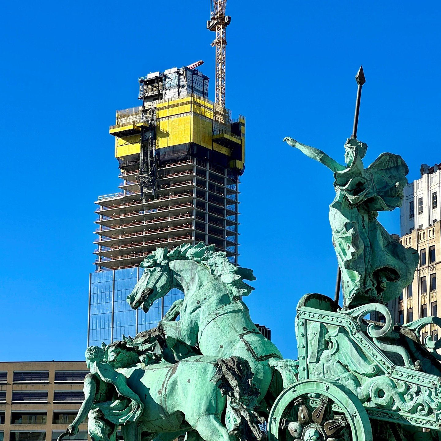 Old Detroit overlooking the New Detroit as the Hudson Tower rises higher each day. Resurget Engineering is happy to be able to contribute to the construction of this new monument in Detroit.