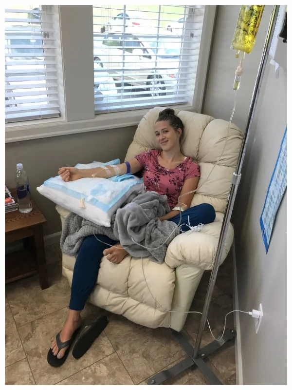 Rachel getting her first high-dose vitamin C IV