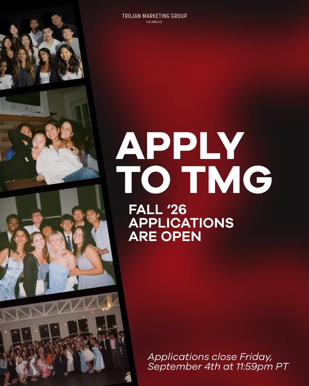 Our Fall 2026 Applications are officially OPEN! We&rsquo;re so excited to see the new talent you all bring to TMG this year. Keep an eye out for Info Session details dropping soon&mdash;where you can learn more about TMG and meet our amazing team 🌟
