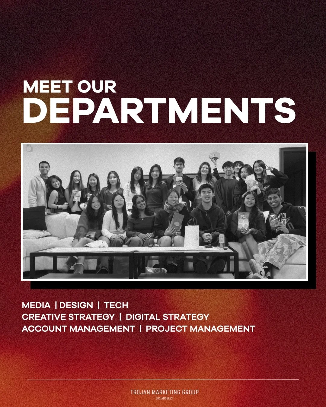 In case you aren&rsquo;t able to make our Info Sessions, take a look to learn about what each unique department brings to TMG. 
If multiple departments sound interesting, you can apply to more than one! Reminder that applications are due next Friday,
