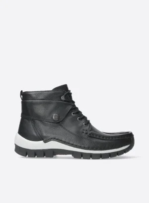 WOLKY Reacg zwart leren veterboot met rits