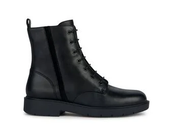 GEOX D36QRA zwart leren veter boot met rits