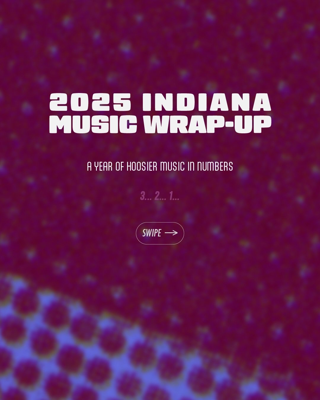 Music and numbers are two of my favorite things, and all this snow gave me the perfect opportunity to wrap up my Wrap-Up.

This past year we tracked music from:
📍South Bend
📍Fort Wayne
📍Kokomo
📍Lafayette
📍Muncie
📍Indianapolis
📍Bloomington
📍Ma