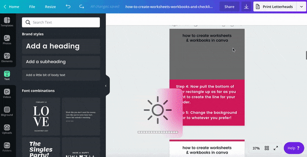 how to create your worksheet in canva