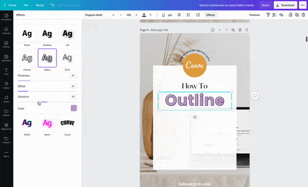 How to Outline Text in Canva | Fallon Travels