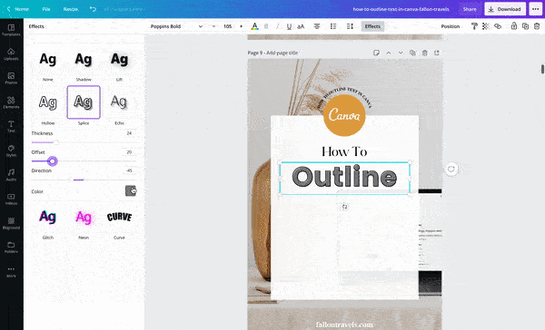Outline Text in Canva | Fallon Travels