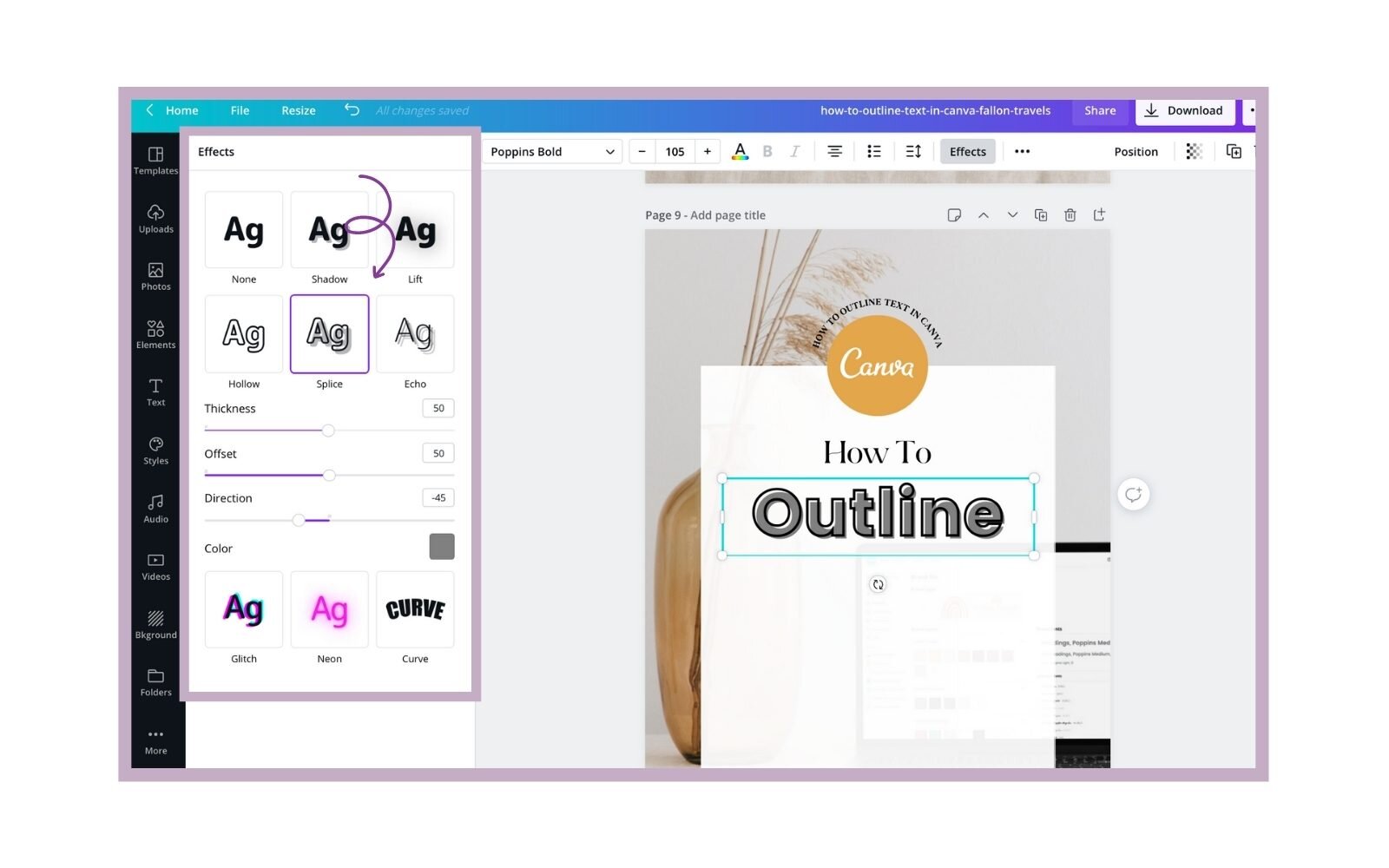 How to Outline Text in Canva (with just one-click!)